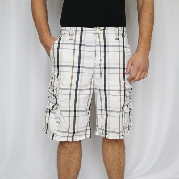 Lee Dungree cargo Shorts white plaid stripe - A0 - Picture 4 of 6